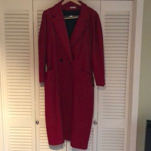 Long red ladies coat.